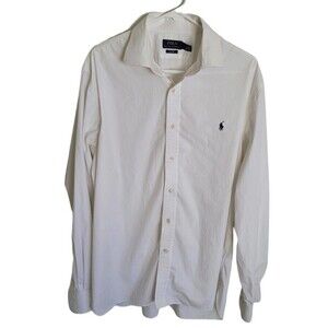 Polo Ralph Lauren Men's Long Sleeve Dress Shirt Easy Care Solid White Size 36/37